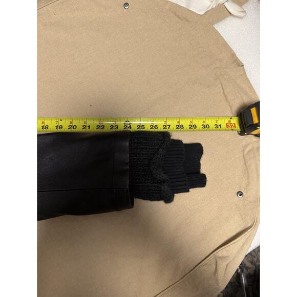 Alexander Wang Jacket Mens Medium Black Leather Asymmetric Knit Cuffs 603417F11 - Picture 14 of 16